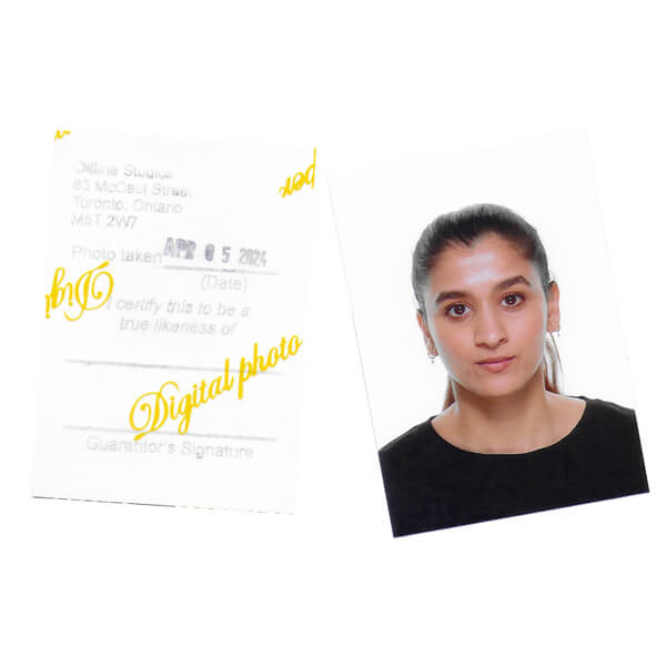 Real passport photo sample from Passport Photo Toronto studio — professional lighting, white background